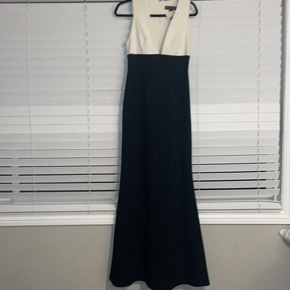 Jill Jill Stuart Dresses 4 Colorblock Plunge Gown Black/Ivory - Picture 4 of 11